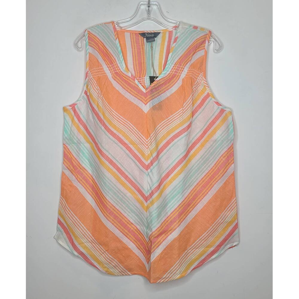 NWT Natural Reflections orange linen blend tank - large